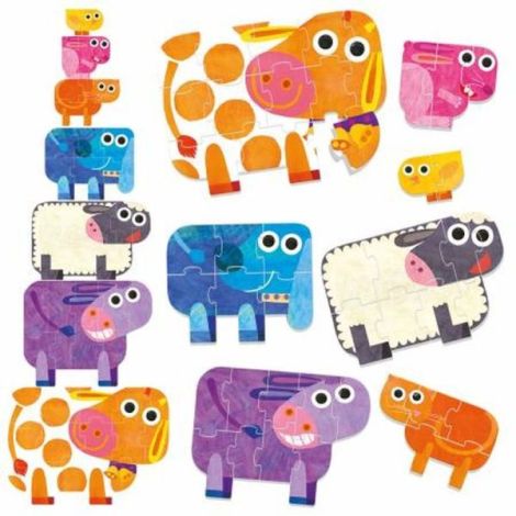 Headu Ecoplay - Puzzle-Uri Progresive Animale Mari Si Mici - imagine 8